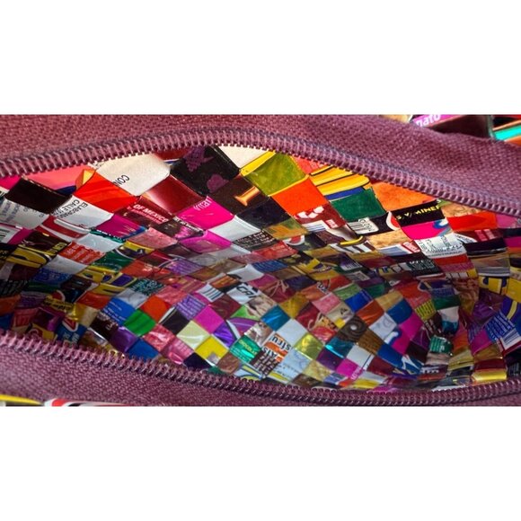 Novelty Pattern Candy Wrappers Multicolored Shoulder Purse 6.5" Tall - Picture 4 of 14